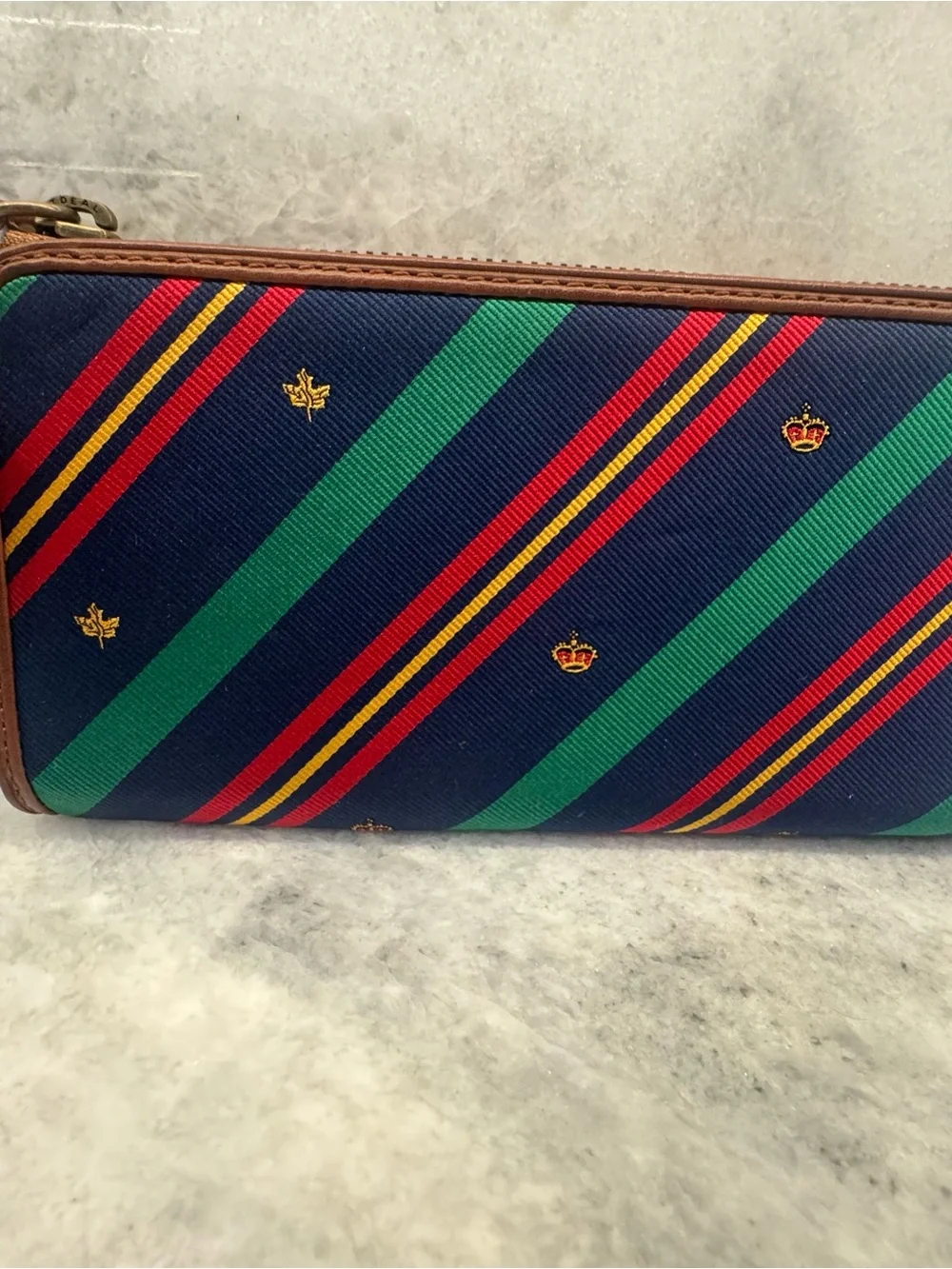 Rugby Ralph Lauren Navy Wallet with Red, Green and Yellow Stripes